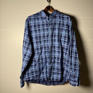 Bugatchi Midnight Plaid XXL Men's Long Sleeve Button Down Classic Fit